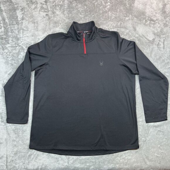 Spyder Sweatshirt Mens Large Black 1/4 Zip Long Sleeve Proweb Active Pullover - Picture 1 of 9